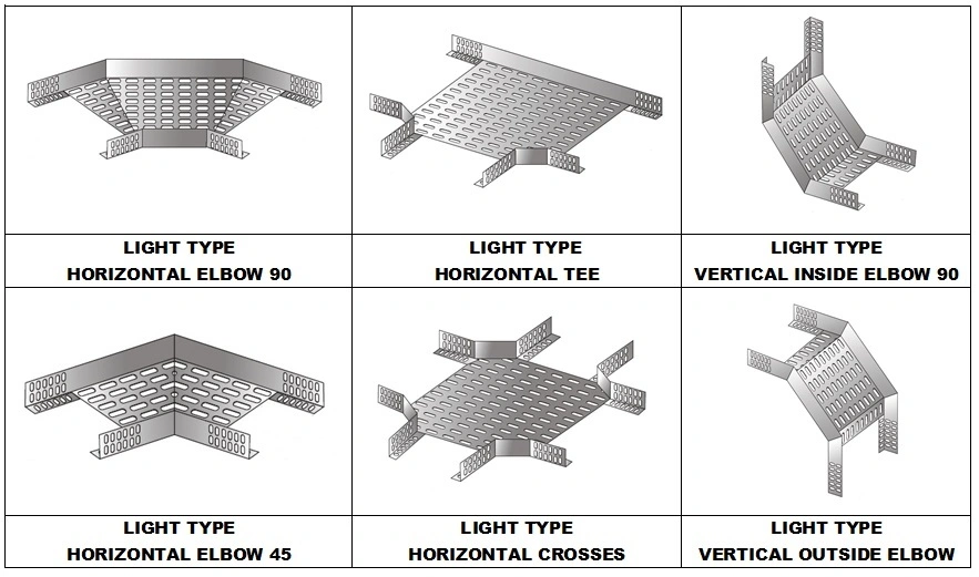 Heavy Duty Cable Tray Accessories Hozizontal Tees/Crosses/Vertical Outside Elbows/Inside Elbows